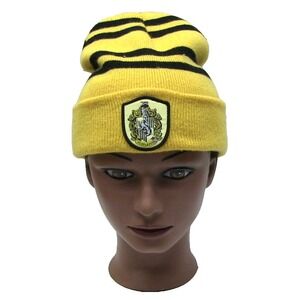 Harry‎ Potter Hufflepuff Crest Gold Black Stripe Beanie Ski Cap Hat
